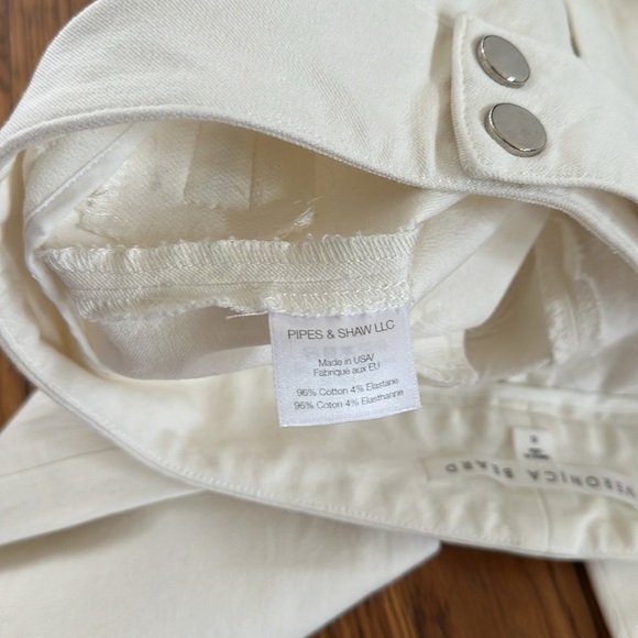 VERONICA BEARD Metro cropped stretch twill flared pants white size 6 trouser - Picture 7 of 7